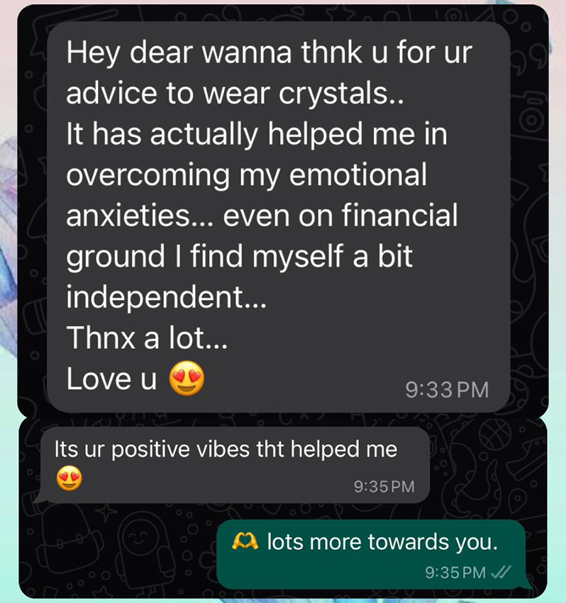 Crystal Therapy Success Feedback